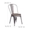 Flash Furniture Lincoln 4 Pack Silver Antique Finish with Clear Coat Metal Stackable Chair with Wood Seat 4-XU-DG-TP001-WD-GG - alternate 6